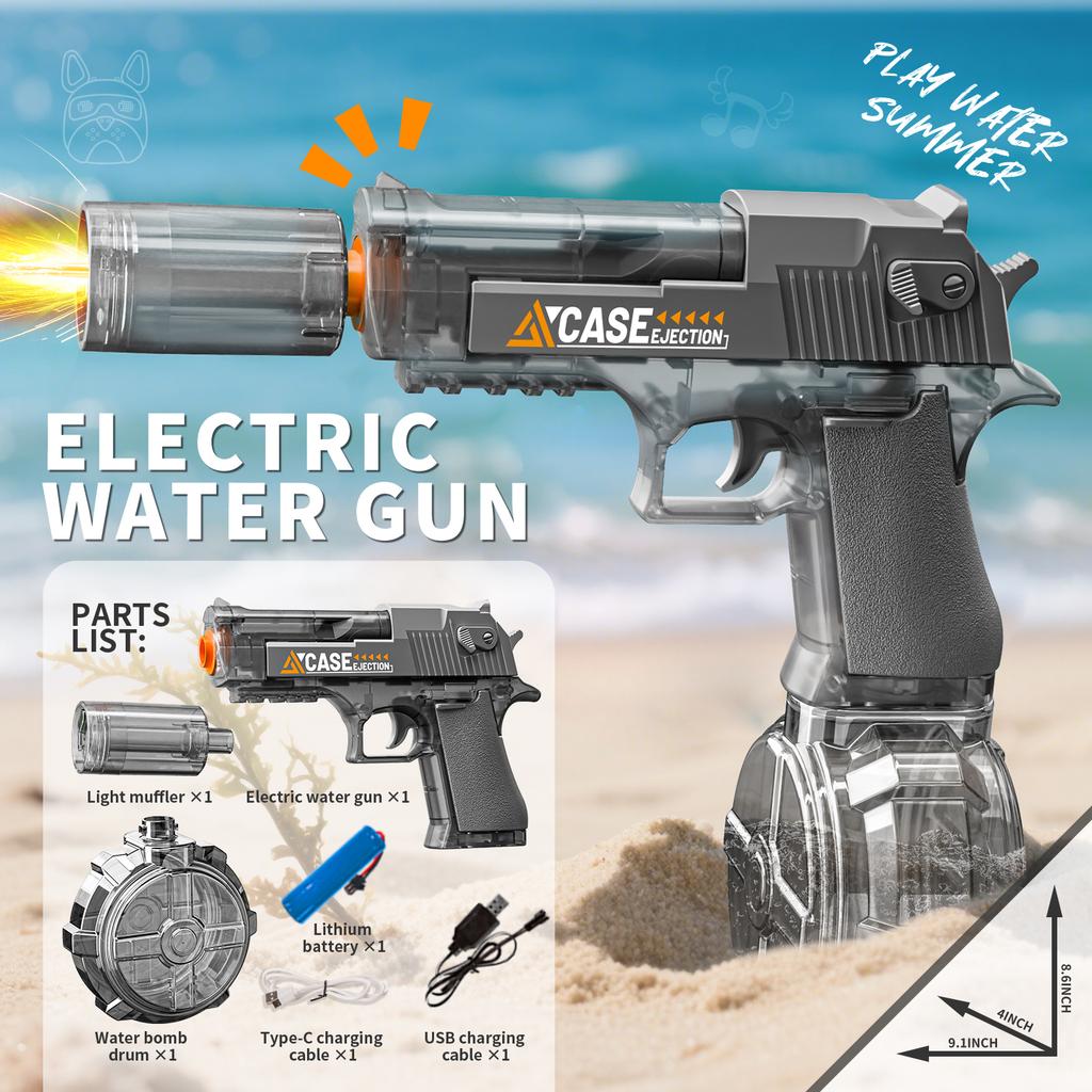 Ręczny i Elektryczny Pistolet na Wodę Dla Dzieci i Dorosłych, Z Lampkami i Akumulatorowym Blasterem Wodnym Na Lato Basen Plaża Outdoor Pistolet na Wodę