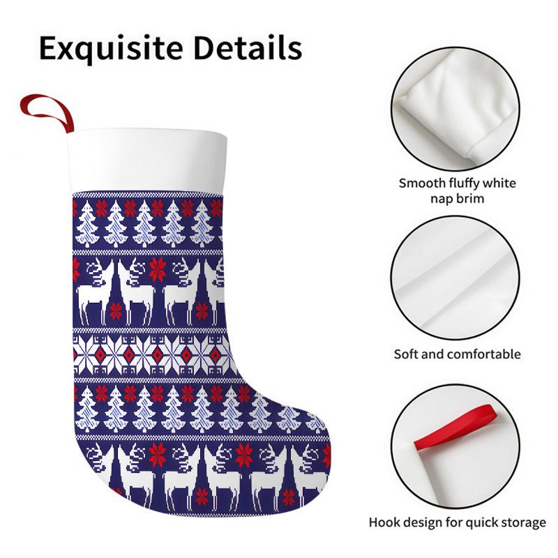 Christmas decoration fireplace hanging stockingChristmas Stockings 1pc 45.72 cm, Festive Patterned Deer Snowfl