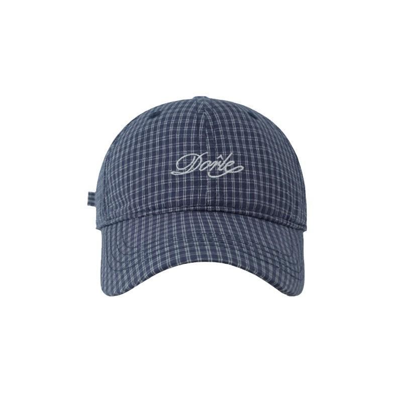 Spring/Summer Baseball Cap - Plaid, Embroidered Letters, Korean Retro Style, Casual Outdoor Sunshade Hat