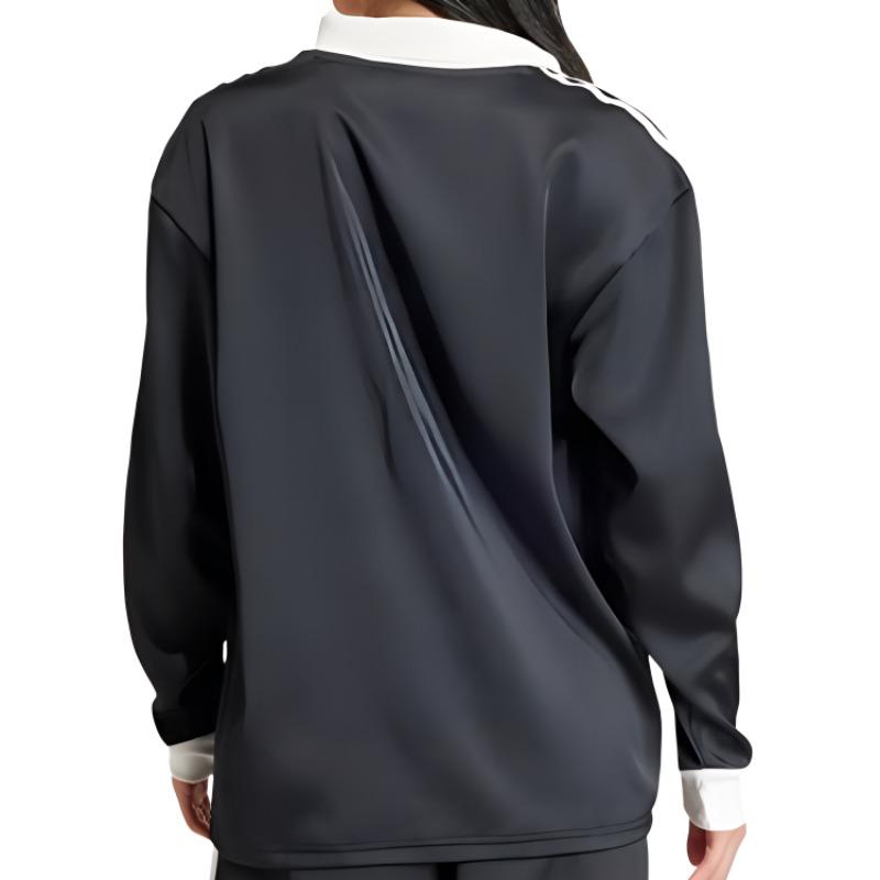 adidas T-shirt à Manches Longues en Satin Rayé Imprimé Tops Femme Noir IR6099