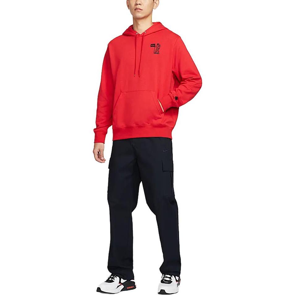 Nike Club FW24 Fashion Logo Letter Hoodie Men Hoodies University-Red Black HQ8595-657