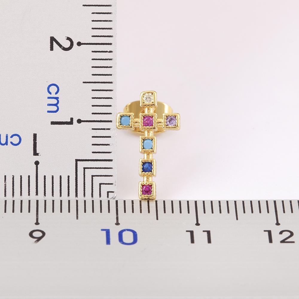 Nidin Korea Popular Inlaid Delicate Zircon Cross Charm Earrings 3 Colors For Women Girl Engagement Wedding Jewelry Accessories