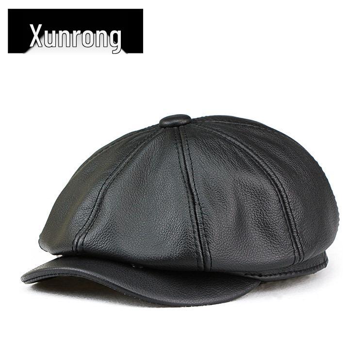 

Осенний берет газетчика из натуральной кожи - Унисекс модная плоская кепка XXL (60-61cm) Adjustable