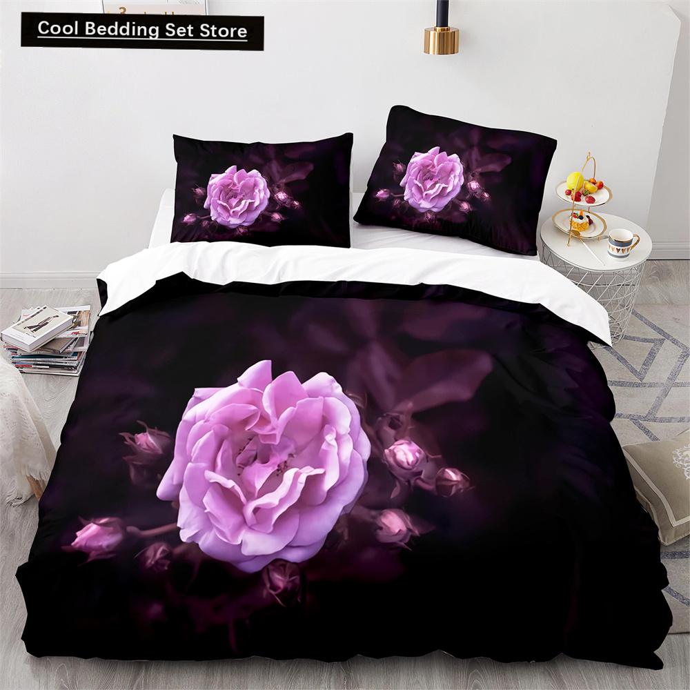 Red Rose King Queen Duvet Cover 3D Beautiful Flowers Theme Bedding Set for Women Girls Romantic Floral Quilt Cover Pillowcase