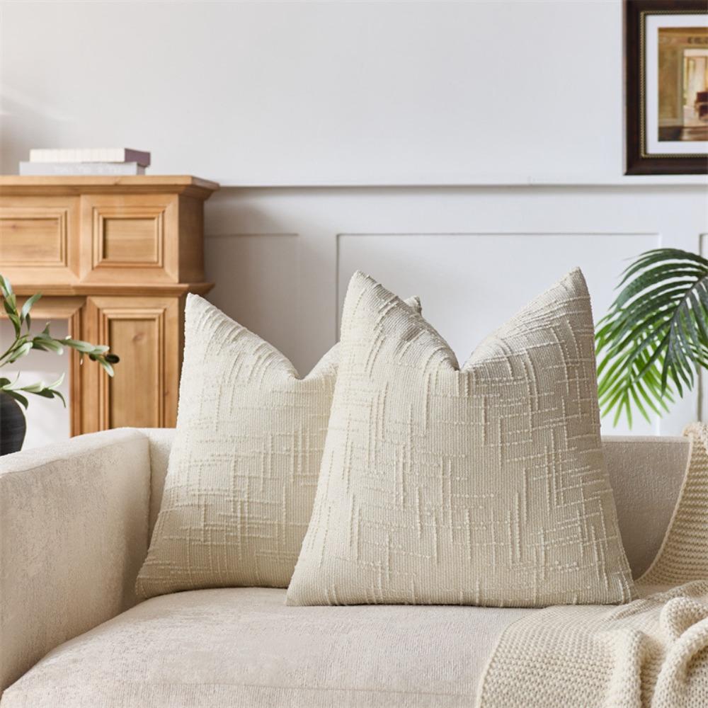 

Bamboo Yarn Texture Chenille Pillowcase Comfortable Living Room Decor Throw Pillow Covers Solid Color Sofa Cushion Covers 1PC-45x45cm білий