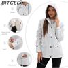 BITCED Women's Spring/Autumn Hooded Trench Coat with Fleece Lining and Water-Repellent Finish Long-Sleeved Zip-Up Cardigan