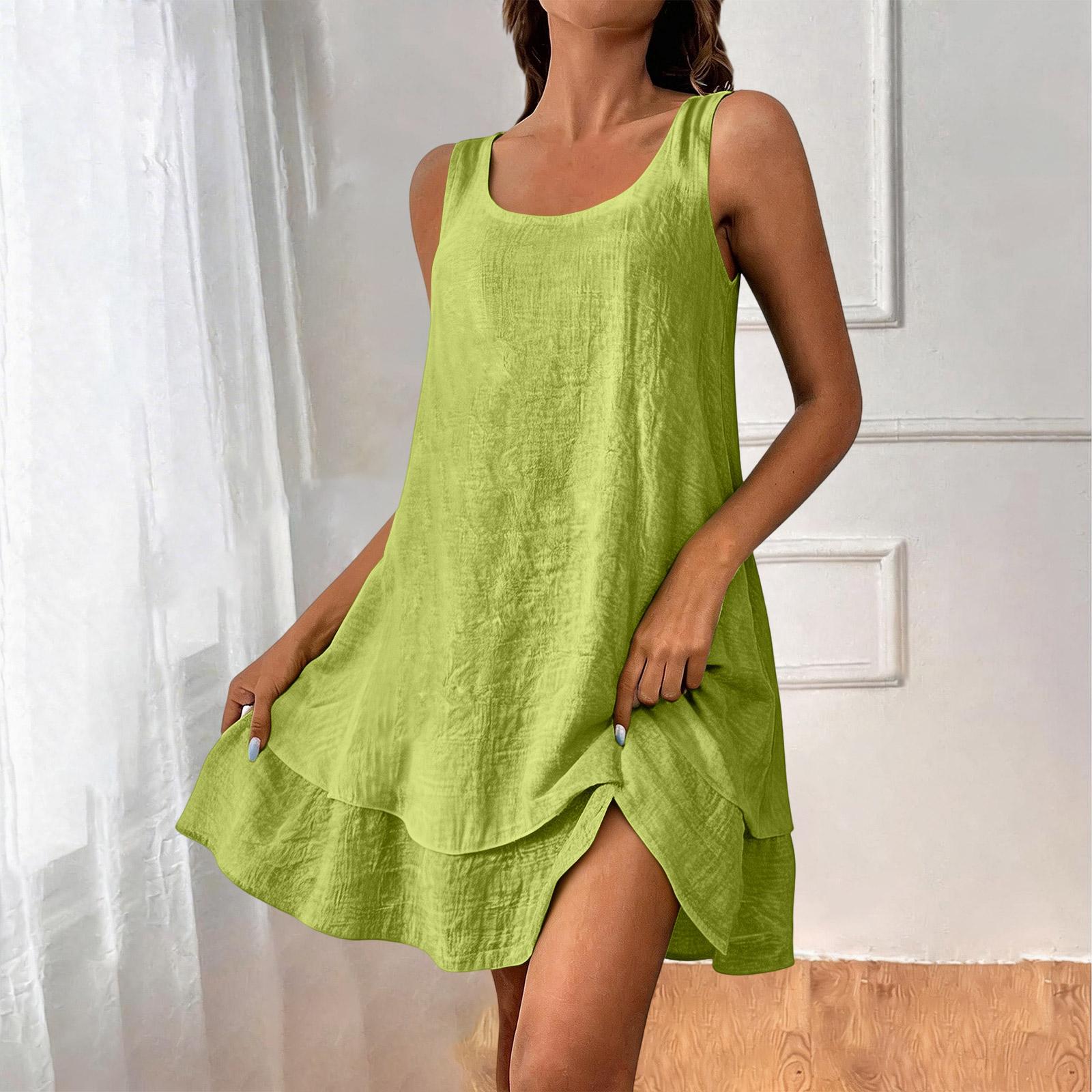 

Fashionable Women s Casual Loose Fashion Elegant Sleeveless Vest Color Round Neck Double-layer XXXL