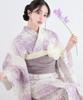 Yukata Unique Set Heiko Petite Heiko for Women Chrysanthemum Free [KYOETSU] [Kyoetsu] Set, Weave, Cream-colored Dress, 3-piece (Yukata, Obi, Obi)