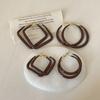 Hong Kong Style Retro Square Round Coffee Color Drip Earrings Female Simple Fashion Temperament Unique Versatile Earrings
