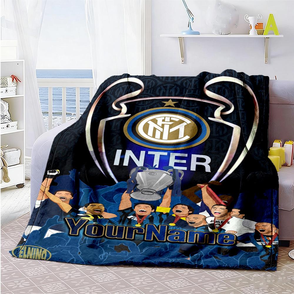 Inter Milan Personalized Name Blanket Throw Customizable Blanket Durable Comfort for Nap Office Chair Picnics Bedding for All Occasions