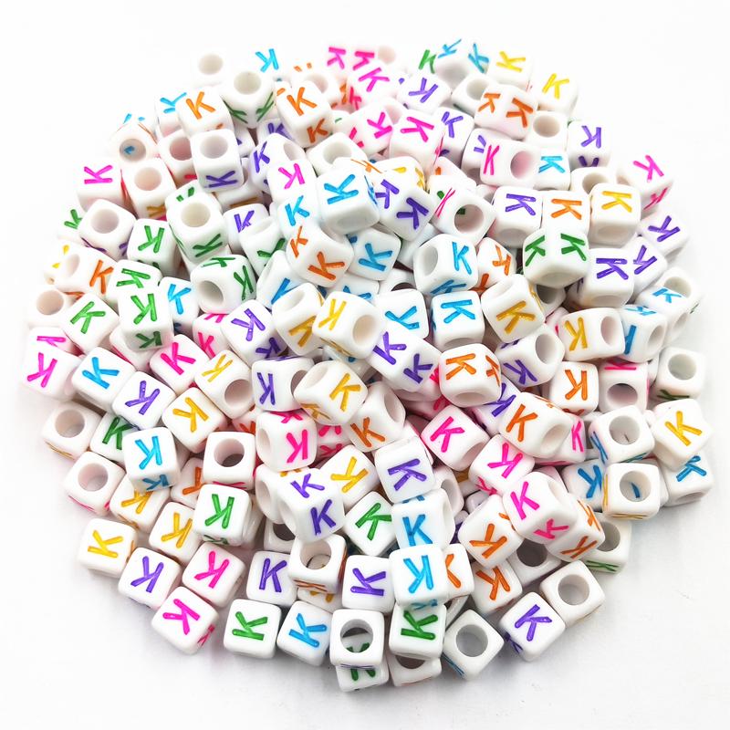 100 Pcs 6mm Acrylic Cube 26 Letters/Alphabet Colorful Loose Beads DIY Jewelry