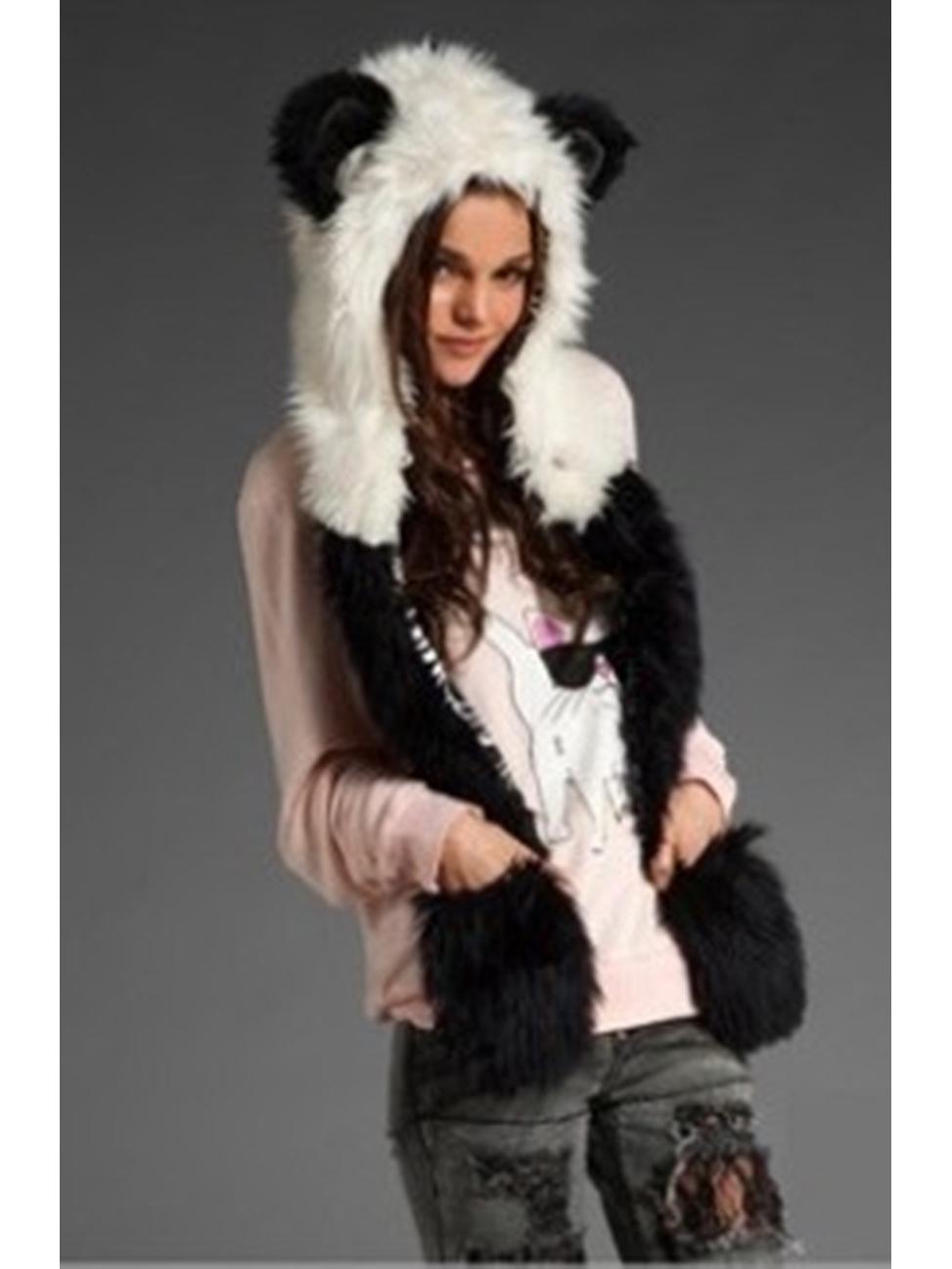 

Трендовая европейская и американская меховая шапка со встроенным шарфом и перчатками - Пушистый мультяшный дизайн 100CM