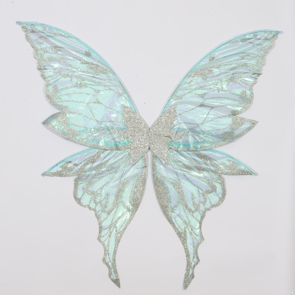 Glittery Butterfly Wings Costume Props - Elastic Strap Gold Stamp Decorated for Themed Party & Photography