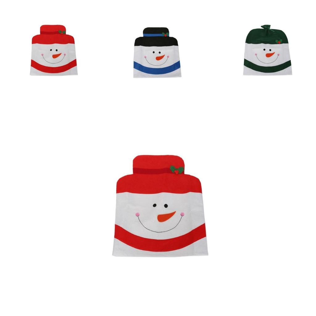 Christmas Chair Cover Set With Snowman Design For Holiday Home Decor