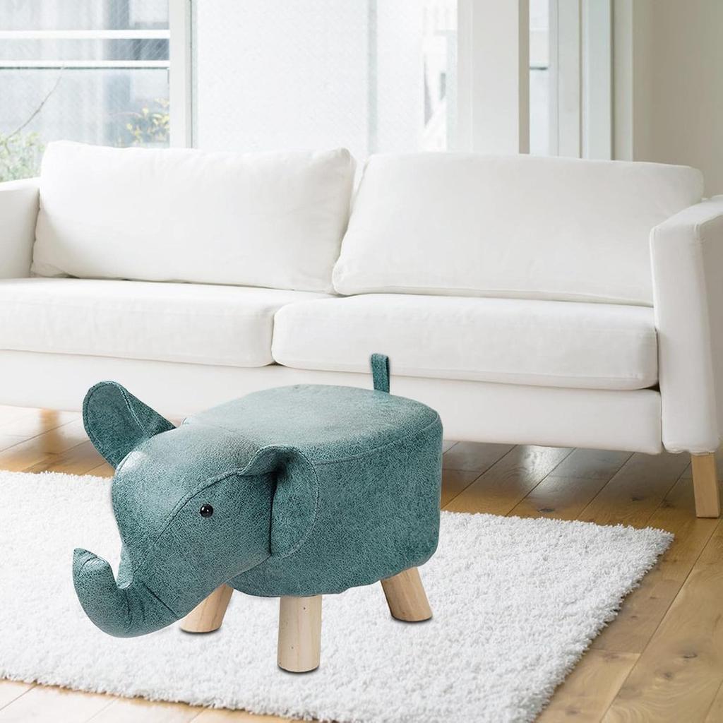 Dyre Fodskammel Elefant Bænk, Bærbar Sko Skiftende Sød Opbevaring, Træ Ottoman Skammel Sofa Te Skammel til Dekoration, Soveværelse, Stuer Indendørs, Blå
