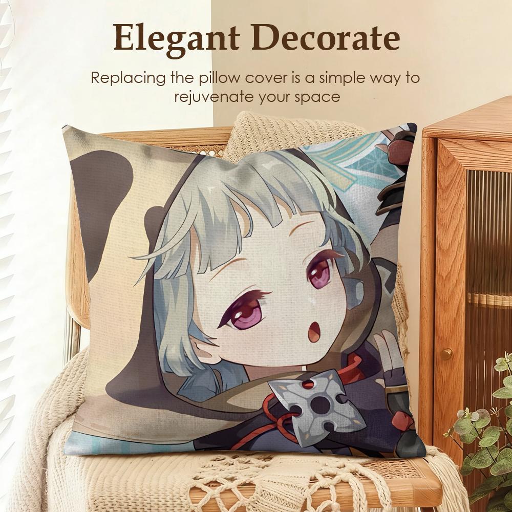 

Sayu genshin impact cute Cushion Cover Natural Linen Organic Fabric DoubleSided Printing Sofa Home Decor Gift Pillow Case 30x30cm