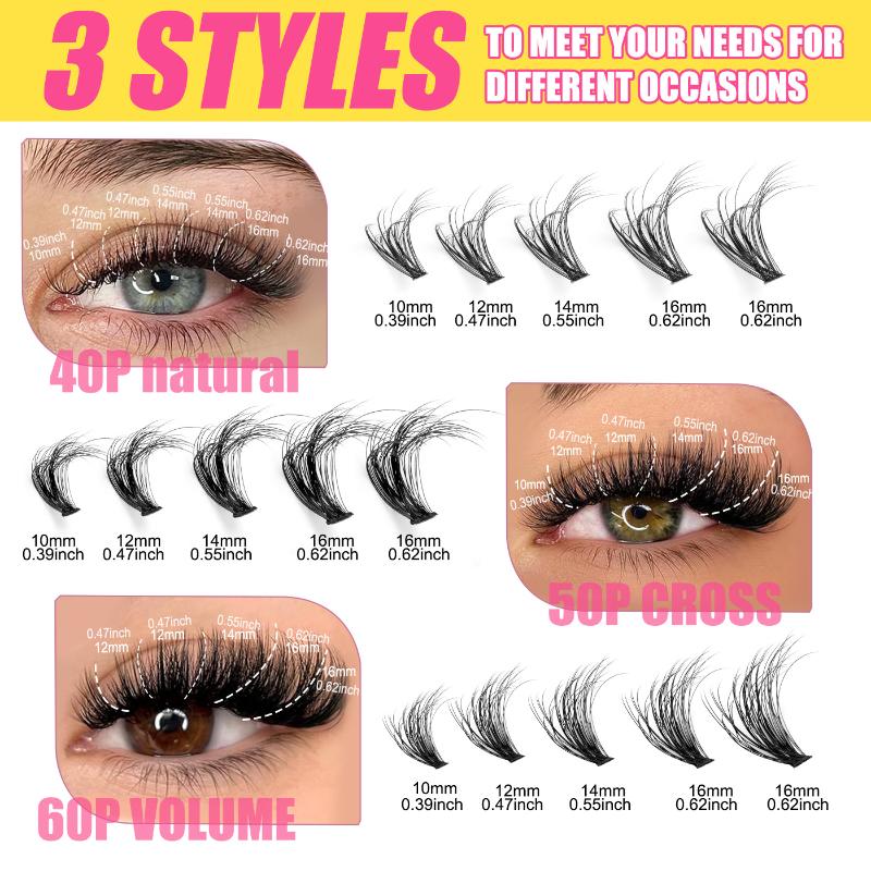 Cluster Lashes Individual Eyelash Extensions Mixed Length Full Volume Lightweight for Glam Look Occasions