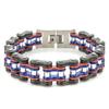 Titanium Steel Cycling Bracelet Men Geometric Biker Chain Style Black With Gold Blue Red Accents Durable Adjustable Wristband