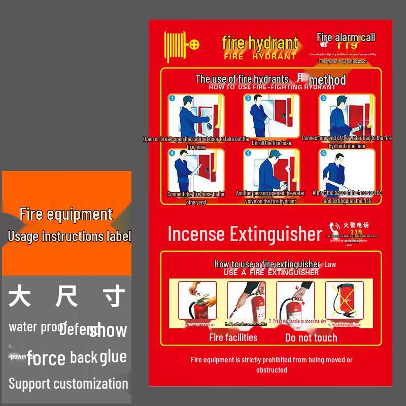 Fire Safety Instruction Sign 40x60CM Sticker