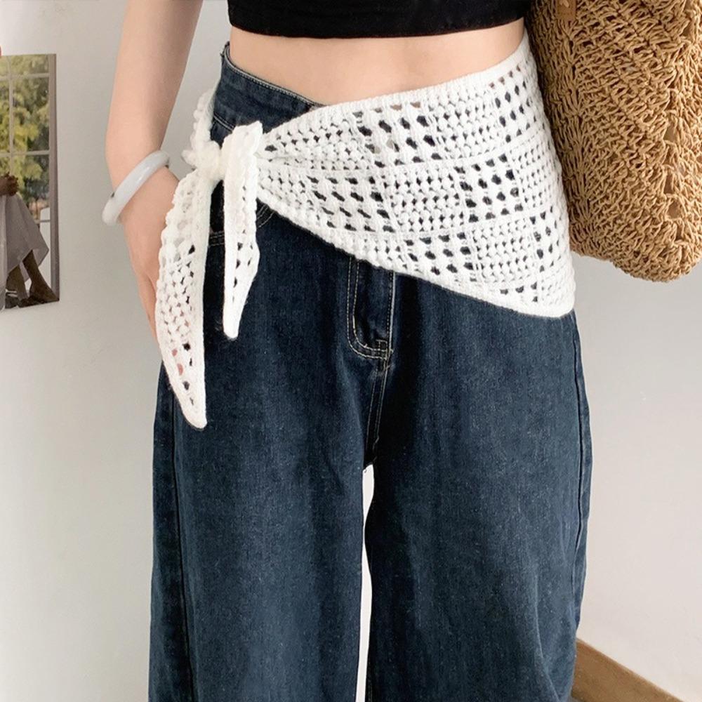 Y2k Design Balletcore Shawl Hollow Knitted Headscarf Retro Triangle Scarf Female Fashion