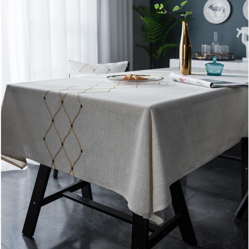 Proud Rose New Nordic Linen Diamond-shaped Geometric Embroidered Waterproof Tablecloth Square Towel Cloth