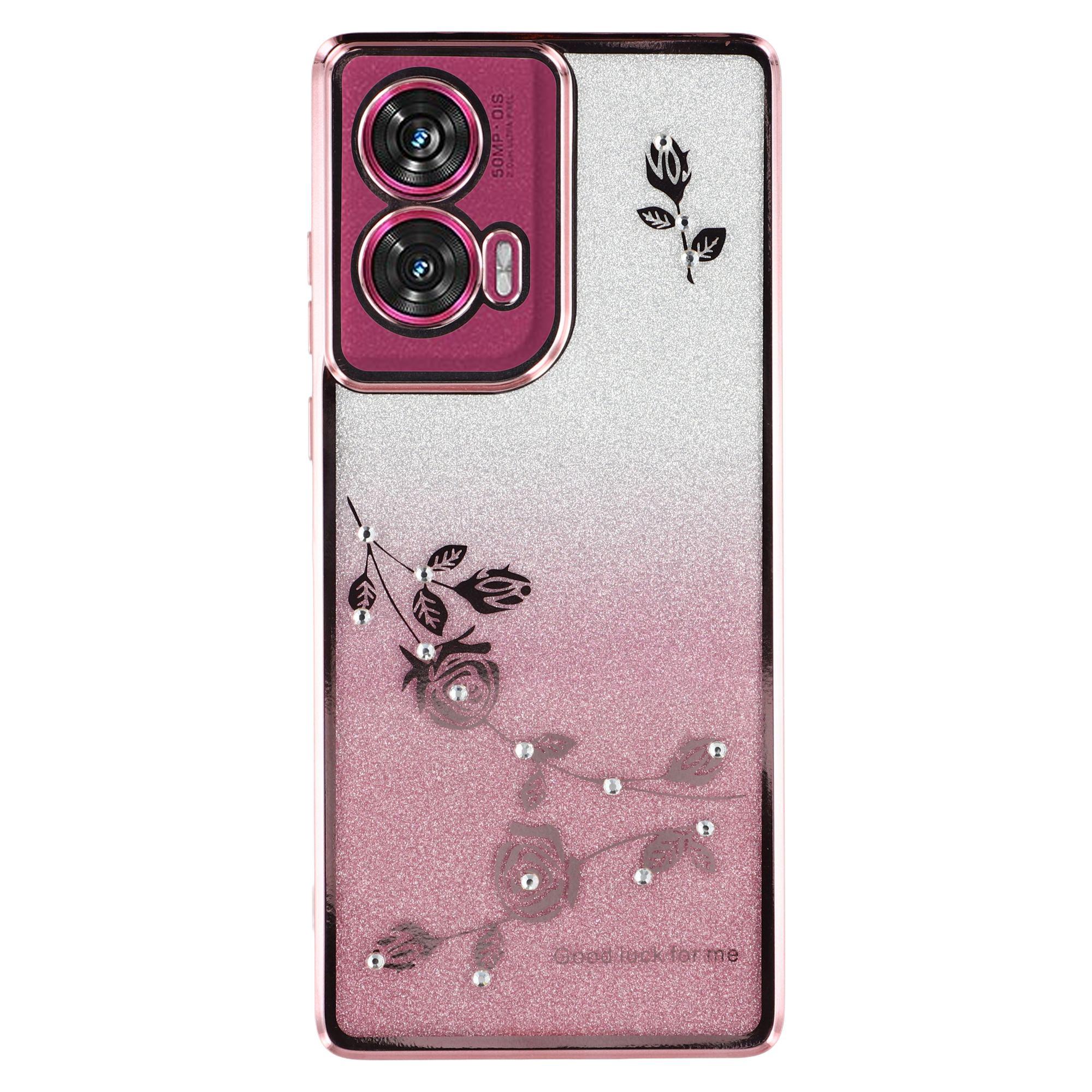 

Чехол KADEM для Motorola Edge 50 Fusion 5G с блестками и стразами из ТПУ Rose Gold