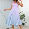 Women's Casual Fashion Round Neck Sleeveless Print Irregular Hem Midi Dress