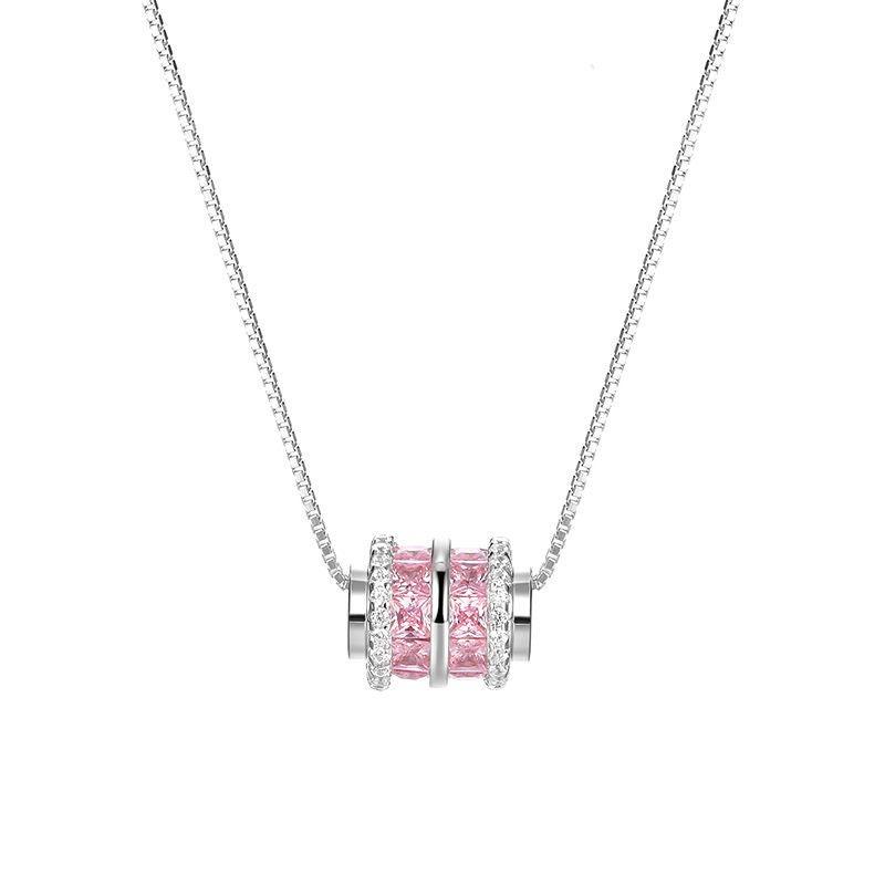Pink Small Waist Necklace for Women, Ins Niche Design, Sweet and Light , Unique Minimalist Style, Zircon Pendant Collarbone Chain