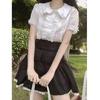 Deeptown Kawaii Lolita Blusen für Damen, weiß, süße Spitzentops, Rüschenhemden, Vintage, Puffärmel, japanischer Preppy-Style, süße Tops