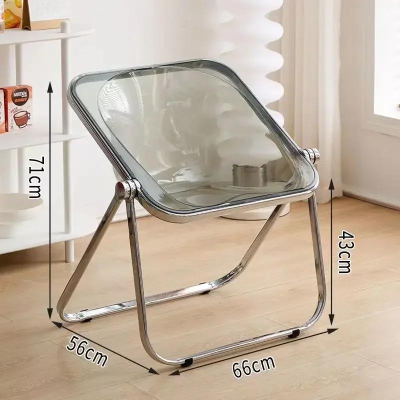 Creative Living Room Chairs Simple Folding Modern Portable Chairs Bedroom Metal Bench Legs Acrylic Vanity Chair Stool Home Furn