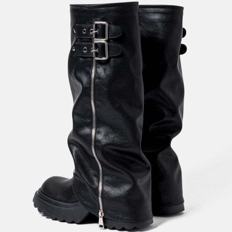 Spice Girl Thick-soled Piled Pants Tube Boots Women's 2025 New Small Man But Knee Boots Side Zipper Tall Knight Boots