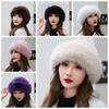 Imitation Fur Plush Beret Hat Fluffy Ear Protection Hat Casual Wool Painter Hat  Winter