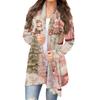 Women's Fashion Christmas Print Jacket Long Sleeve Casual Cardigan Coat