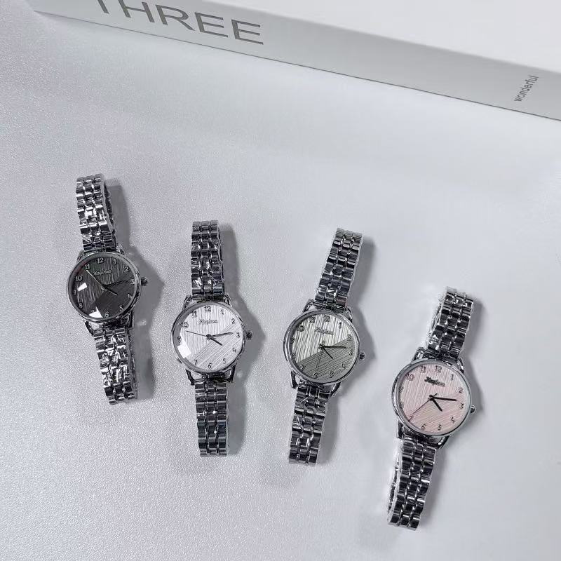 Brushed Pattern Niche Steel Belt Watch Girl Classic Simple Niche Design Texture Steel Belt Korean Quartz Watch Woman