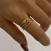 3pcs/Set Elegant 18K Gold Color Adjustable Size Threaded Ring Accessory Stylish Finger Accessories for Fashionistas