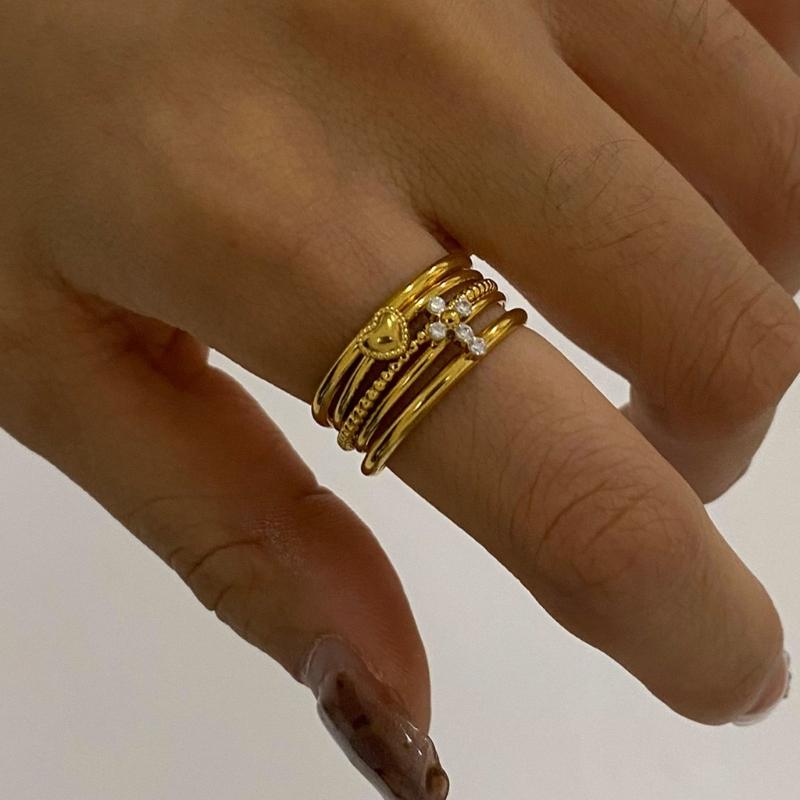 3pcs/Set Elegant 18K Gold Color Adjustable Size Threaded Ring Accessory Stylish Finger Accessories for Fashionistas