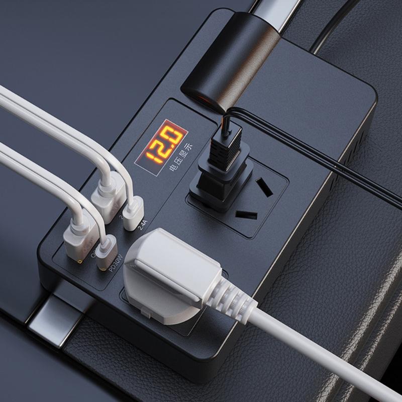 120W Car Power Inverter with PD 30W Type-C & USB-A Port DC12V-24V To 220V Car Plug Adapter Outlet Vehicle