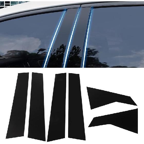 6 Pcs Side Door Window Cover Trim,Glossy Black Pillar Posts Decal Sticker For Civic Sedan 10Th Gen 2016‑