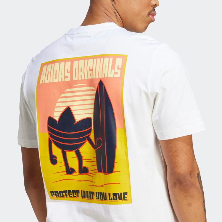 Adidas Originals Trefoil Acp Cartoon Print Round Neck Sport T-Shirt Men Tops White IB1402