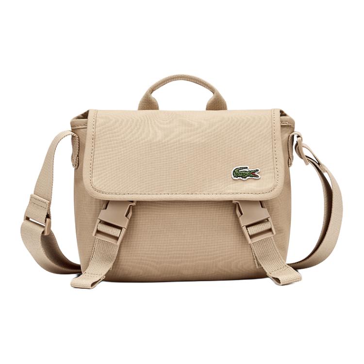Lacoste Crocodile Logo Design Messenger Bag Unisex Shoulder Bag Khaki NU4865NE-F07 Khaki