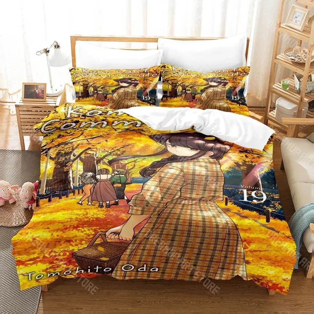 3D Print Komi Cant Communicate Bedding Set Single Twin Full Queen King Size Bed Set Aldult Kid Bedroom Anime Bed Sheet Set
