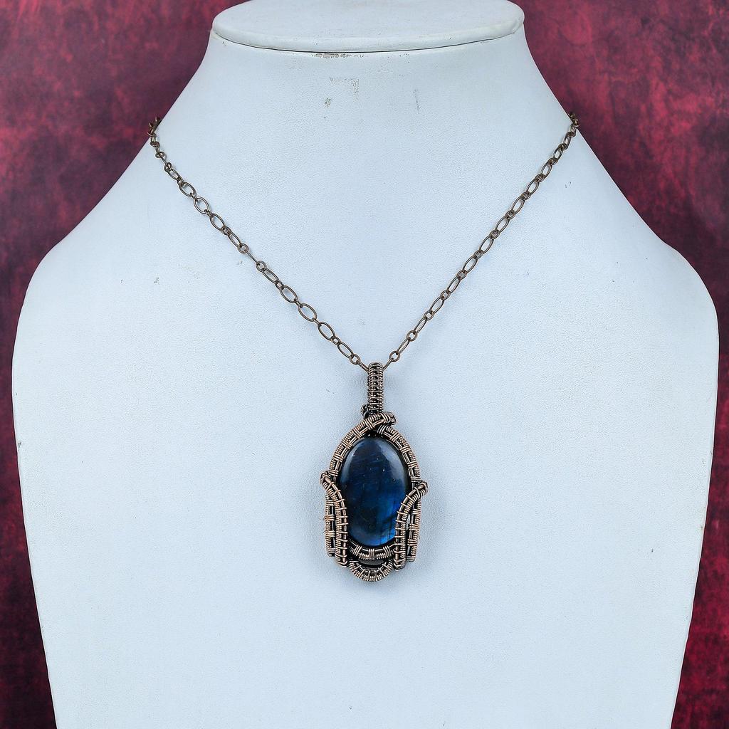 Labradorite pendant copper wire wrapped pendant labradorite copper jewelry handmade band new pendant gifts for him natural gemstone jewelry