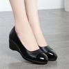 Women's Soft-Soled, Non-Slip PU Leather Shoes for Spring and Fall: Elegant Round-Toe Pumps for Mature Women