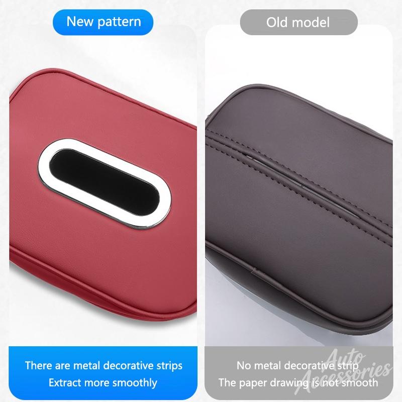 ORWI7 Leather Car Tissue Box Car Seat Back Tissue Paper Organizer Case For BMW E61 E70 E81 E87 E90 E91 X1 X5 X3 1 3 5 6 Series Sticker