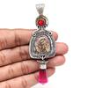 Turtella Jasper Garnet Gemstone Mother's Day Silver Jewelry Pendant  3.75"