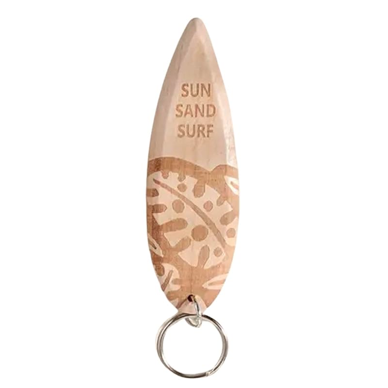 

[ALOHAMONI] wood surfboard key chain key ring wooden tree Hawaiian miscellaneous goods Hawaii sea beach vintage cafe California west coast resort