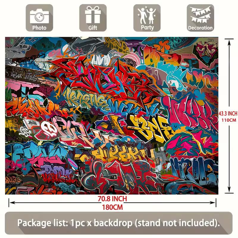 2D Colorful Graffiti Wall Photography Background Cloth