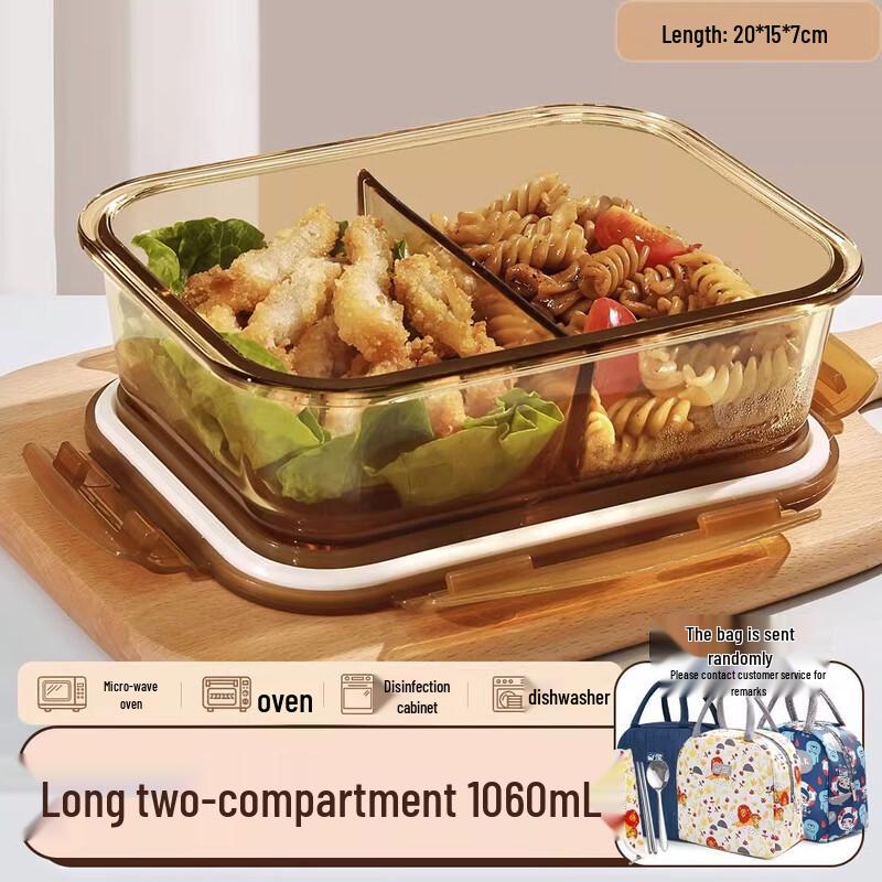 Microwavable Glass Lunchbox with Bag & Cutlery 1060ml