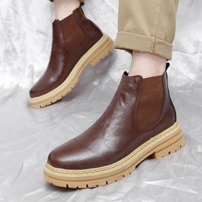 Fashion Casual Chelsea Boots Men's Ankel Boots Fashion Trends Retro Business Social Office Boots Plush Warm Thick Soled Anti-slip Boots