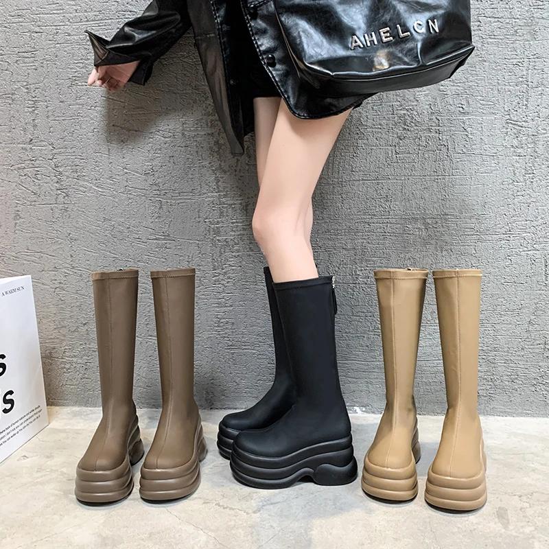 модные зимние женские ботфорты до колена — фото 3